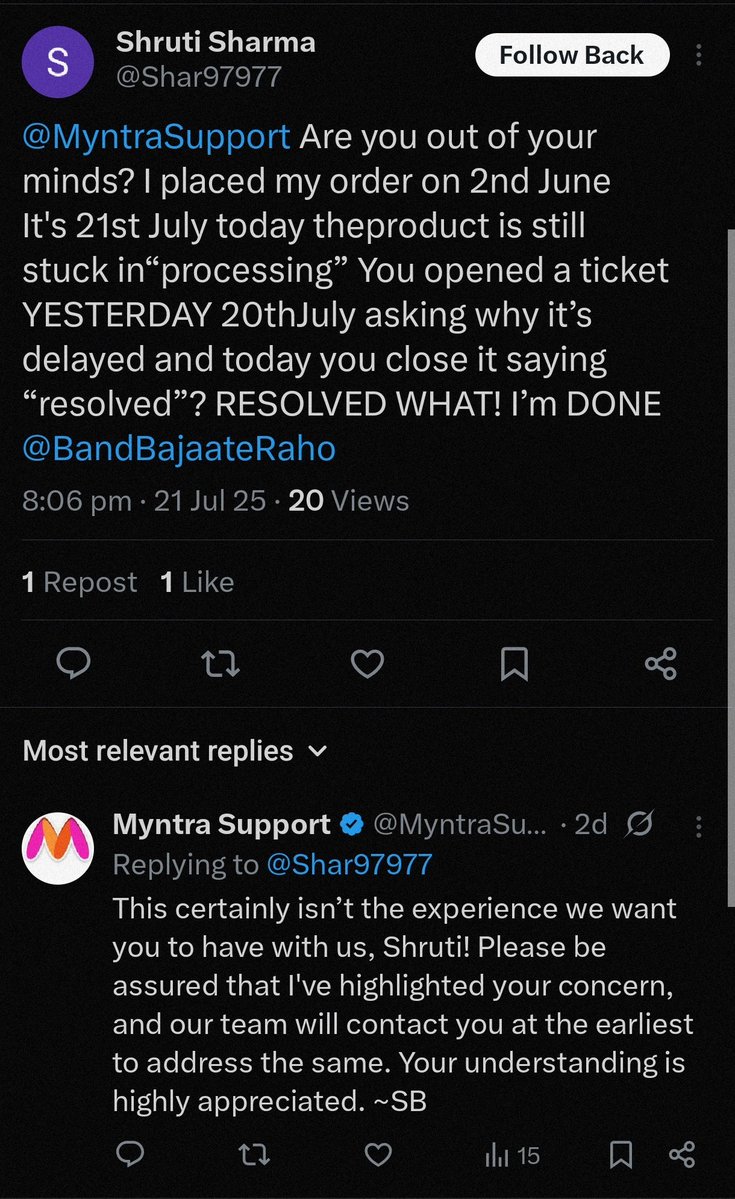_kumbhkaran's tweet image. Suppose you place a order and even after two month there is no update about it.
This has happened with a girl. She placed an order on 2nd june and today is 23rd july and still there is no update about the order. The status is still showing "in process". When contacted to…