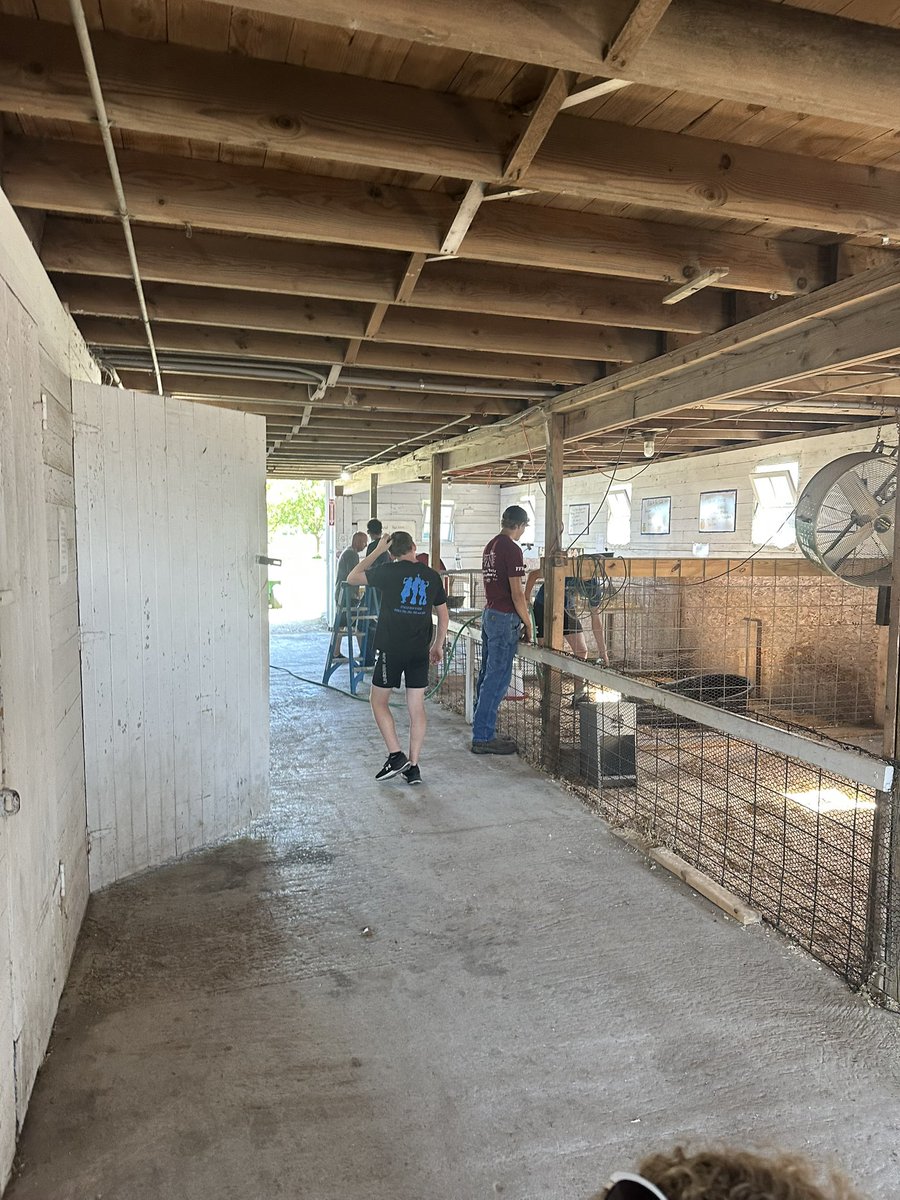 This morning, FFA members set up the Jr. Fair Building and landscaped the Babyland Barn at the Wood County Fairgrounds in preparation for next week’s fair.