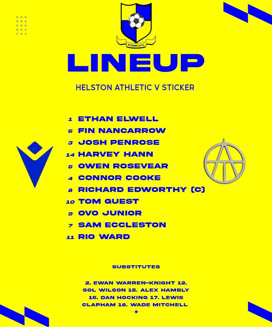 StickerAFC's tweet image. Our starting line up v @HelstonAFC