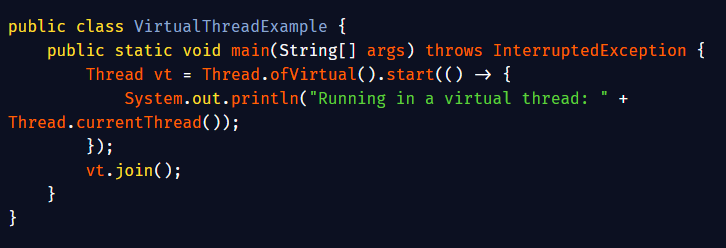 gutsOfDarkness8's tweet image. Virtual Threads with Project Loom:
Traditional Java threads are powerful but heavyweight, limiting scalability in highly concurrent applications. Enter Project Loom introducing virtual threads, lightweight threads managed by the JVM that make concurrency simple and efficient.…