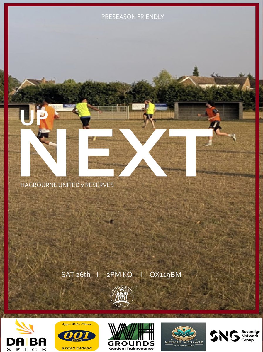 Woodstock Town FC (@woodstocktownfc) on Twitter photo UP NEXT.
our reserves go on the road for a preseason friendly against <a href="/HagbourneFC/">Hagbourne united fc</a>. Sat 26th July 2pm KO OX119BM UP NEXT.
our reserves go on the road for a preseason friendly against <a href="/HagbourneFC/">Hagbourne united fc</a>. Sat 26th July 2pm KO OX119BM
