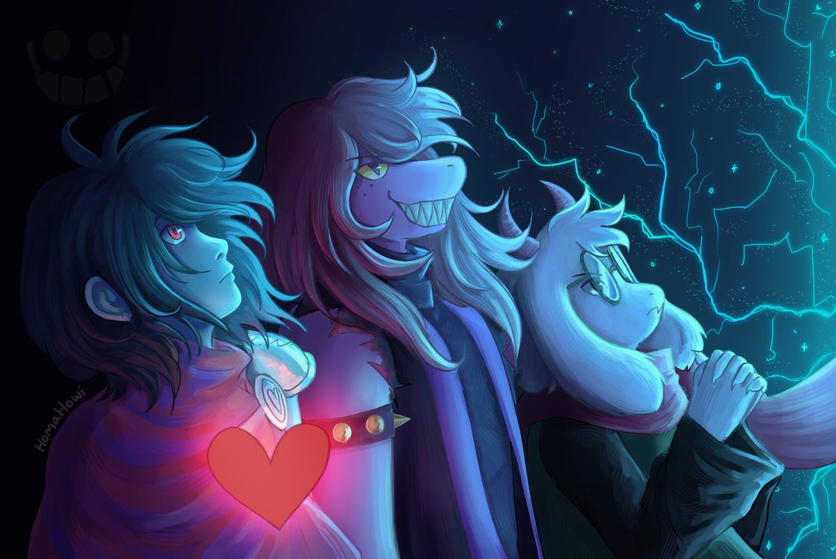 HomaHowiArts's tweet image. Three HEROES appear at WORLDS’ edge #DELTARUNE