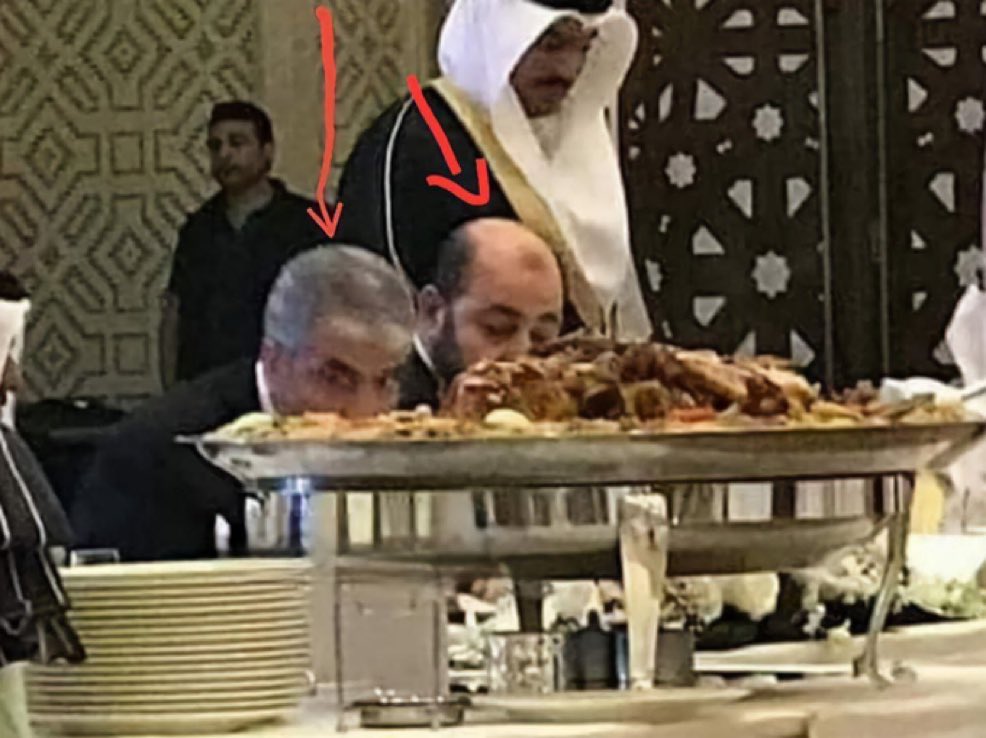 Lies about Israel starving Gazans while the leaders of Gaza 👇🏽 feast in Qatar