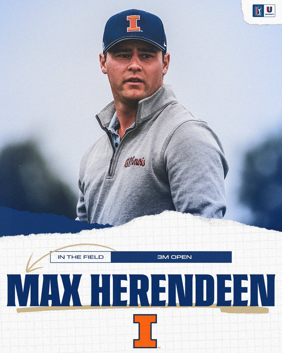 PGATOURU's tweet image. Rising @IlliniMGolf junior @Max_Herendeen will make his @PGATOUR debut @3MOpen!