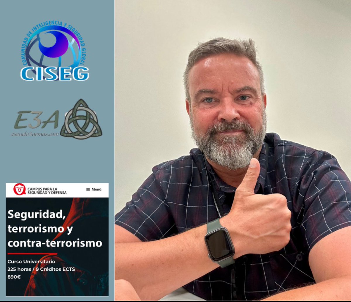 Un honor dirigir otra edición del curso de seguridad de <a href="/intelsegglobal/">CISEG IntelSegGlobal</a> junto a <a href="/E3Armas/">Escuela 3 Armas</a> 
Gracias a los docentes por su nivel profesional y al grupo de alumnos por su aportación multidisciplinar en la creación e intercambio de protocolos y saber en seguridad y defensa. #Gracias