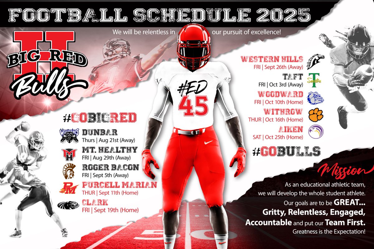 RESPECT IS EARNED NOT GIVEN
ITS EARNING TIME
🔴⚫️HUGHES FOOTBALL 2025 🔴⚫️🔴ED45
⚫️🔴BIG RED BULLS🔴⚫️⚫️🔴