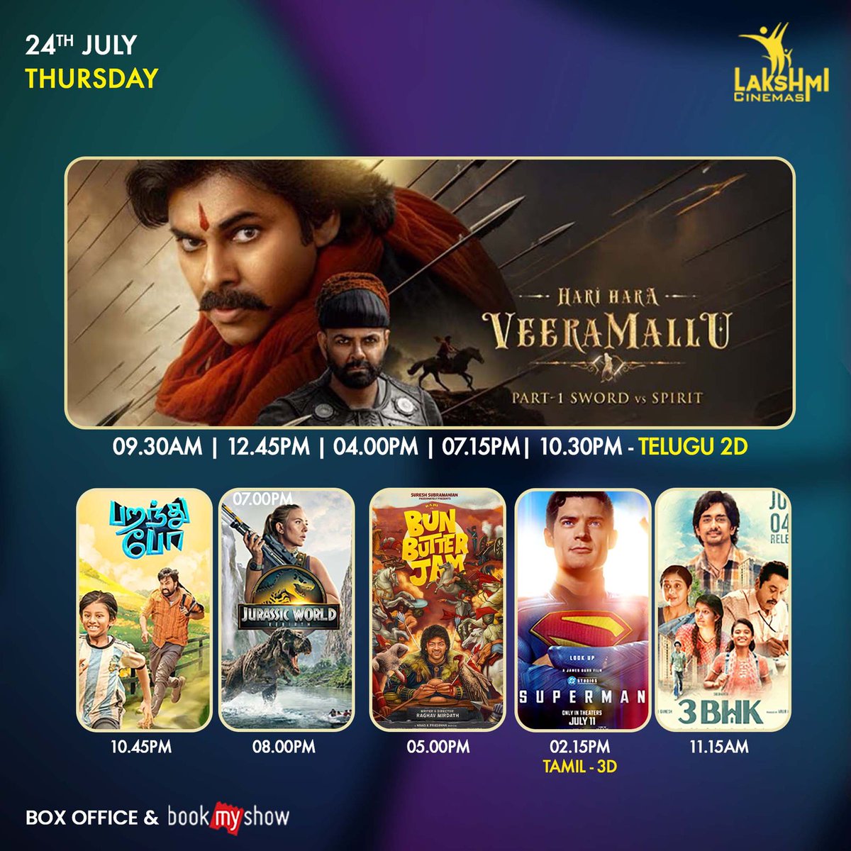 lakshmicinema's tweet image. Movie timings for Tomorrow at Lakshmi cinemas, Hosur. Book your tickets now at the box office and book my show app.
#lakshmicinemas #Hosur #Attibelle #Sarjapur #Chandapura #Anekal #Kairali #samajam