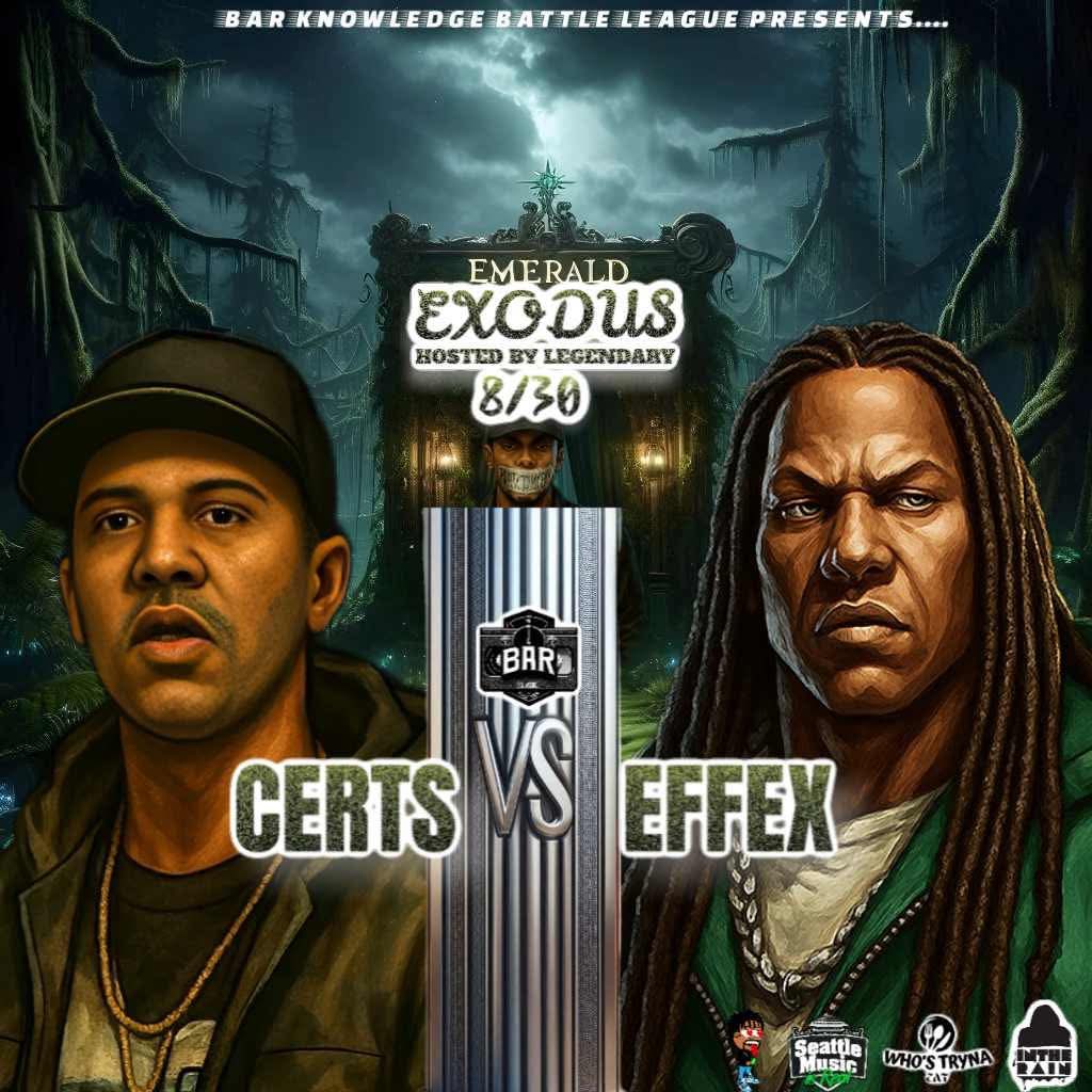 Fexamillion's tweet photo. Honored to lock in with a formidable opponent, Certs from the 206. Seattle, I’m bringing punches to Emerald Exodus on Aug 30th. Big salute to @geodefinite for the opportunity.

#EffeX #EmeraldExodus #BattleRap #SeattleHipHop https://t.co/bqneZDA1MI