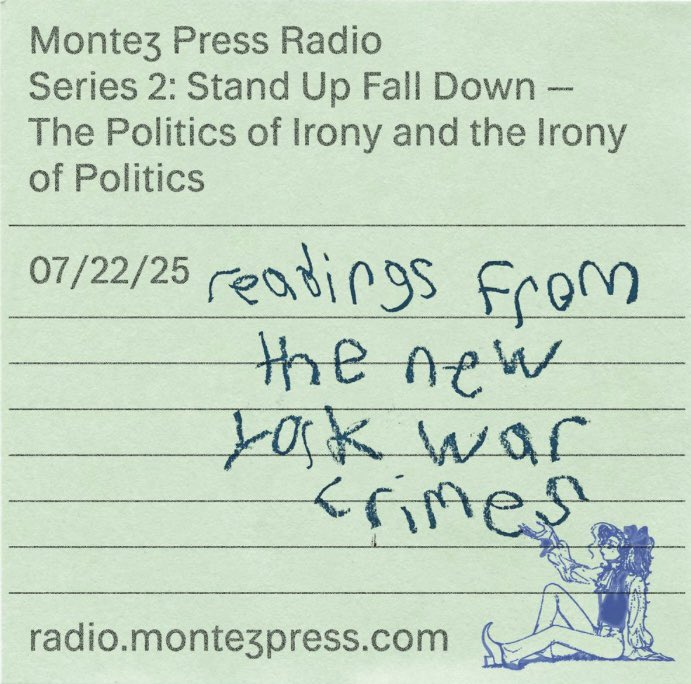 _thebadside's tweet image. More from our program, now being broadcast at @montez_radio:
A reading of “Proof of Existence,” an essay first published in The New York War Crimes (@nywarcrimes)
radio.montezpress.com/#/show/3798