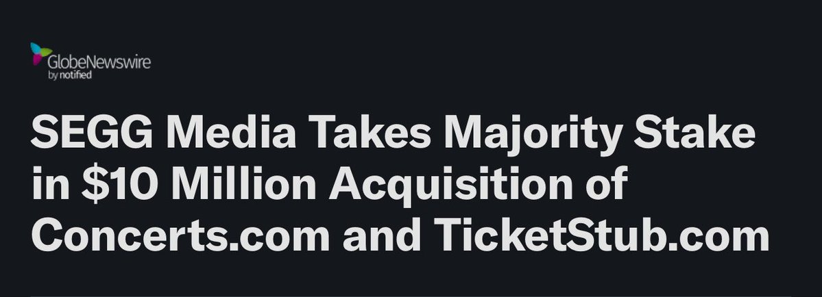 🚨 Breaking: SEGG Media acquires 51% of Concerts.com &amp; TicketStub.com in a $10M deal — powering the next era of live events, ticketing &amp; fan engagement.

Now live alongside Sports.com &amp; Lottery.com.
The future of entertainment is here.
