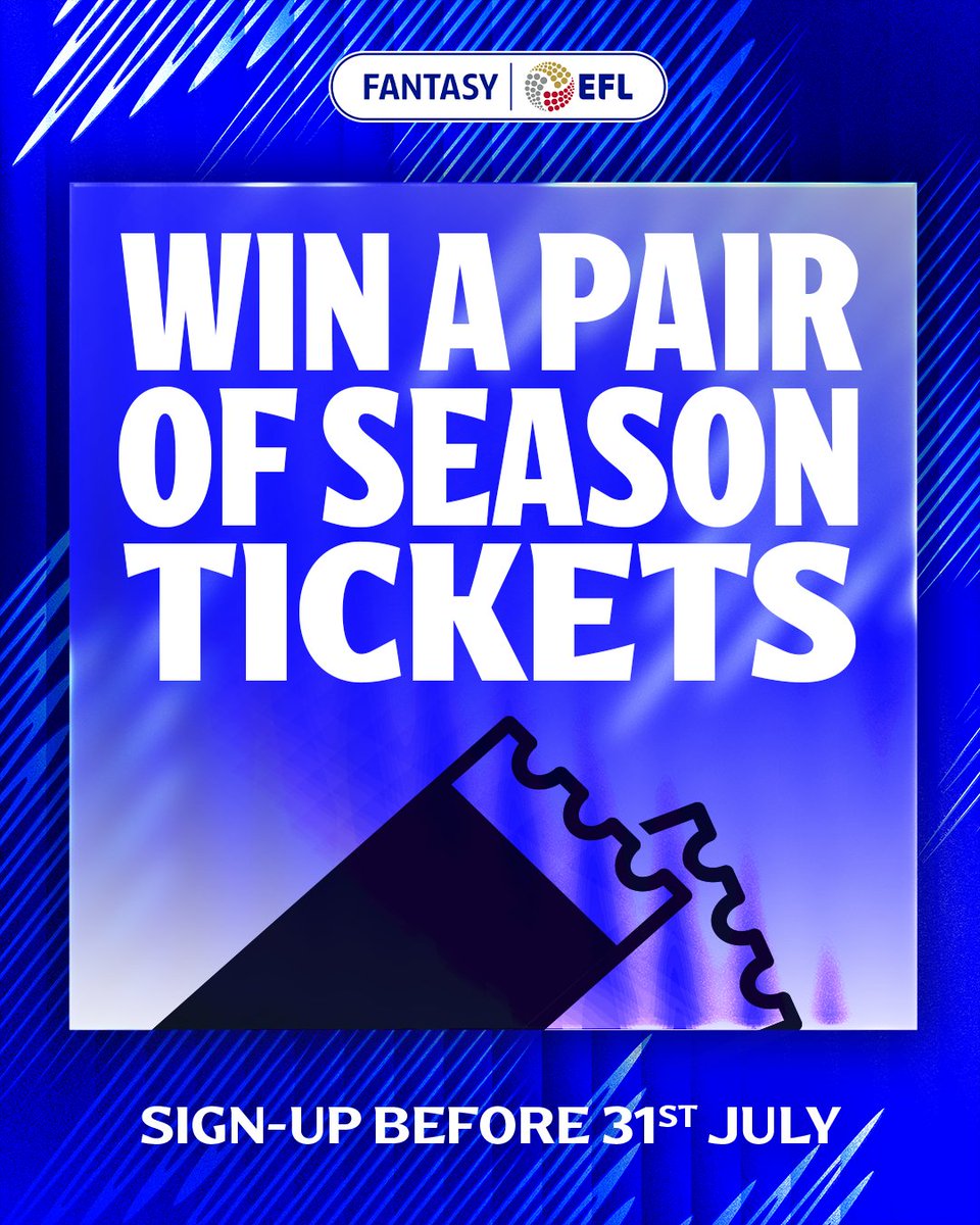 RotherhamUnited's tweet image. #AD Winning a season ticket has never been easier ๐
Sign-up for Fantasy EFL before 31 July and you'll be entered into a random draw to win one of 7 pairs of season tickets to your club for the following season ๐๏ธ
Sign-up here โก๏ธ bit.ly/3FVvgyk