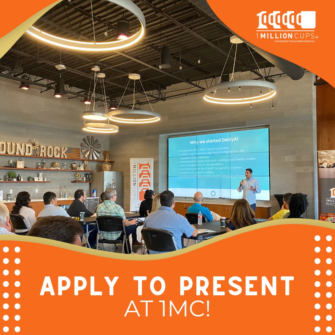 Looking to grow your business with real feedback from fellow entrepreneurs? Apply to present at 1 Million Cups Round Rock!
 You bring the idea—we'll bring the coffee (and the community). ☕

 💻 Apply now: 1millioncups.com/s/account/0014…