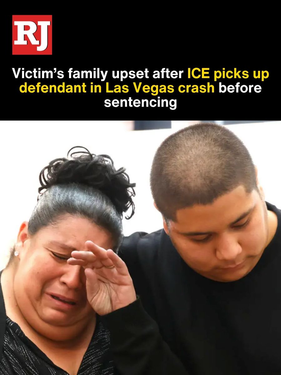 reviewjournal's tweet image. Ricardo Ureño’s wife showed up to court in Las Vegas this week prepared to speak at the sentencing of the driver who caused her husband’s death. But ICE picked up the suspect before his sentencing.
READ MORE: lvrj.com/post/3399136