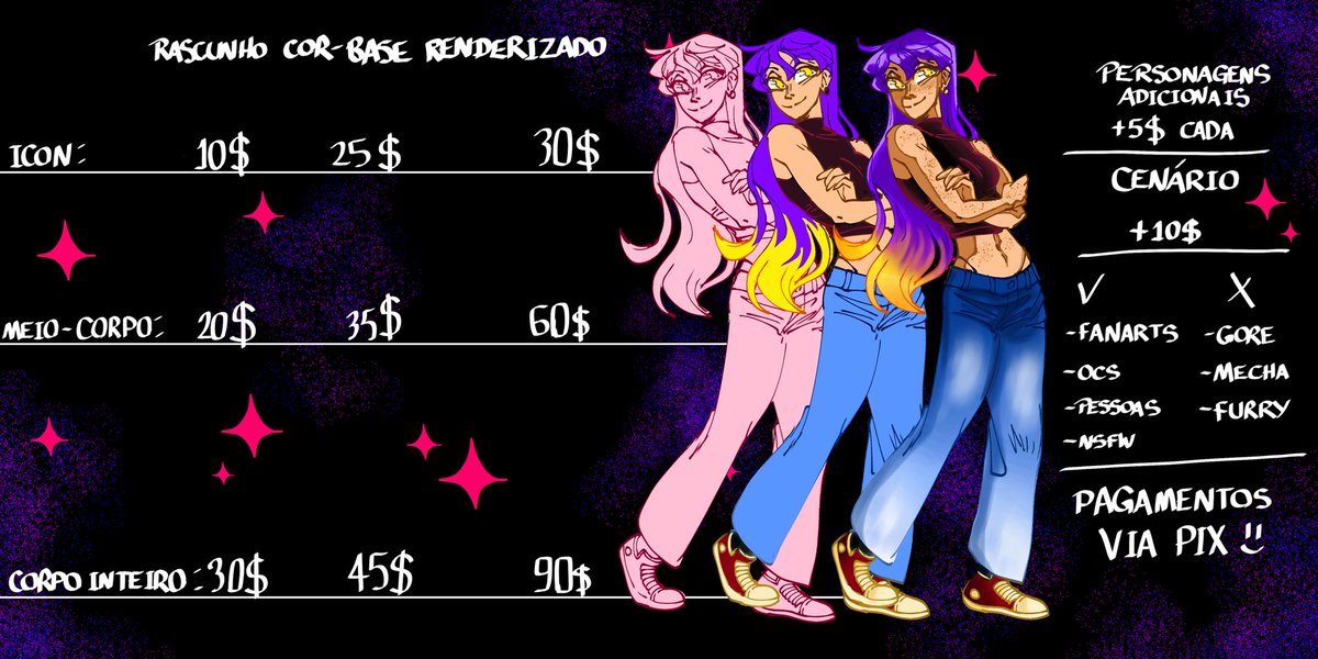 regizzx_'s tweet image. COMISSÕES ABERTAS✨
Curte e dá RT aí pfv pra chegar em mais gente 🙏
Qualquer dúvida só mandar DM :)