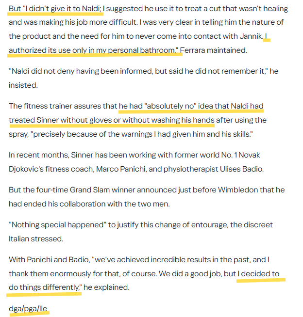 CristinaNcl's tweet image. AFP:
A quick return that seems like a bit of a snub: world number one Jannik Sinner will start working again with his former fitness coach Umberto Ferrara, who was involved in his positive tests for an anabolic steroid...
fr.news.yahoo.com/sport/tennis-s…