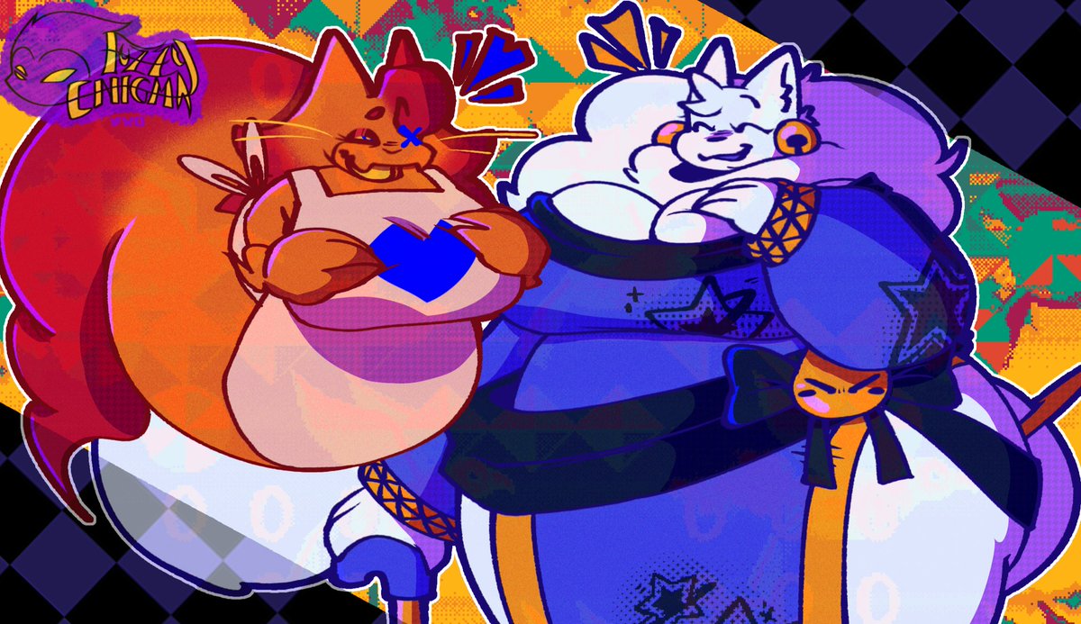 FuzzzyEnigma's tweet image. Fat Cats Finally Meet
#artfight2025 Revenge for @Splatling3