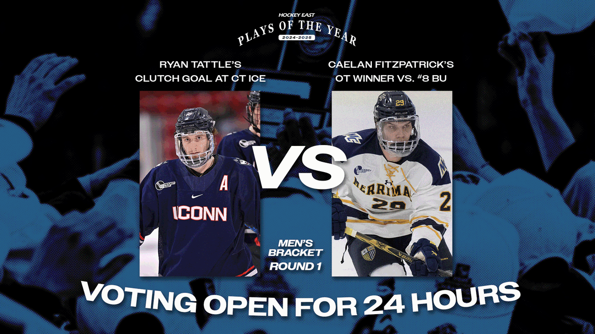 #HEPlaysOfTheYear Men's Bracket ROUND 1🚨 

Today's matchup features <a href="/UConnMHOC/">UConn Men's Hockey</a> &amp; <a href="/Merrimack_MIH/">Merrimack Men’s Hockey</a>  

Watch and vote for these plays in the thread below!⬇️