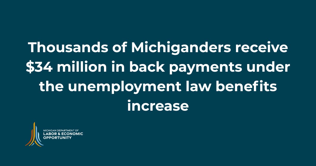MichiganLEO's tweet image. ICYMI: Nearly 48,000 Michiganders are receiving retroactive unemployment payments following a review of their claims based on new, higher weekly benefit rates signed into law in December.
Read the press release: ow.ly/GH4A50WtZhG