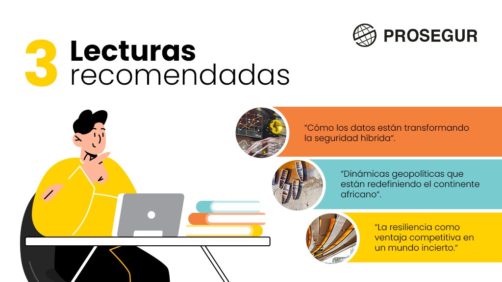 Nuestras lecturas recomendadas desde #ProsegurResearch:

1️⃣ Los datos como activo en la seguridad híbrida
2️⃣ El rol geoestratégico de África
3️⃣ Continuidad del negocio en tiempos inciertos

👉 prosegurresearch.com

#SomosProsegur
