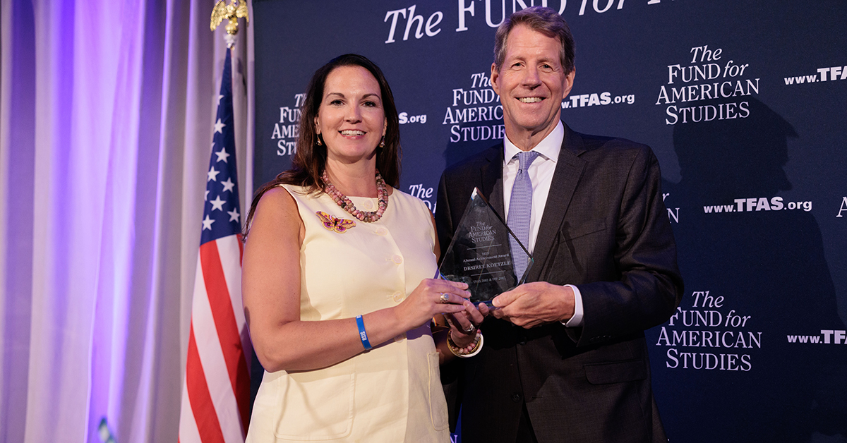 TFASorg's tweet image. Thank you for joining us at the 35th Annual #TFAS Scholarship Awards Dinner! We were proud to honor @SenCapito, @KirkBlalock and TFAS alumna Desiree Koetzle ’02, PPF ’07, for their leadership and service. Your support helps TFAS invest in the future of freedom.