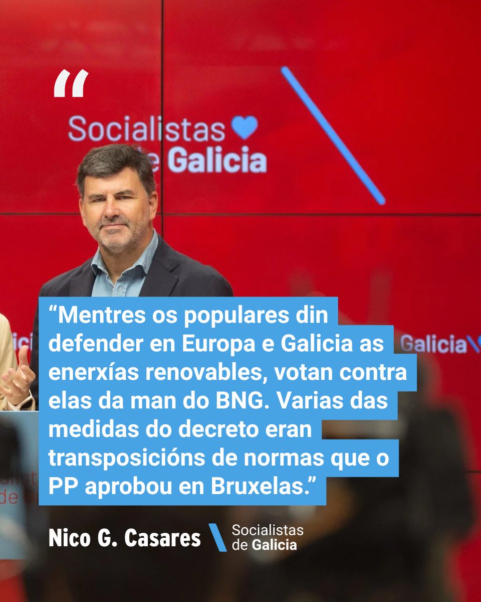 PSdeG's tweet image. O PP e o BNG votaron xunto a VOX no Congreso contra as enerxías renovables para Galicia.
❌ Bloquearon 3 M€ en investimentos e 5.000 empregos ligados ao eólico
❌ Dixéronlle NON ao autoconsumo e á industria limpa
Rueda e Pontón teñen algo que dicir?