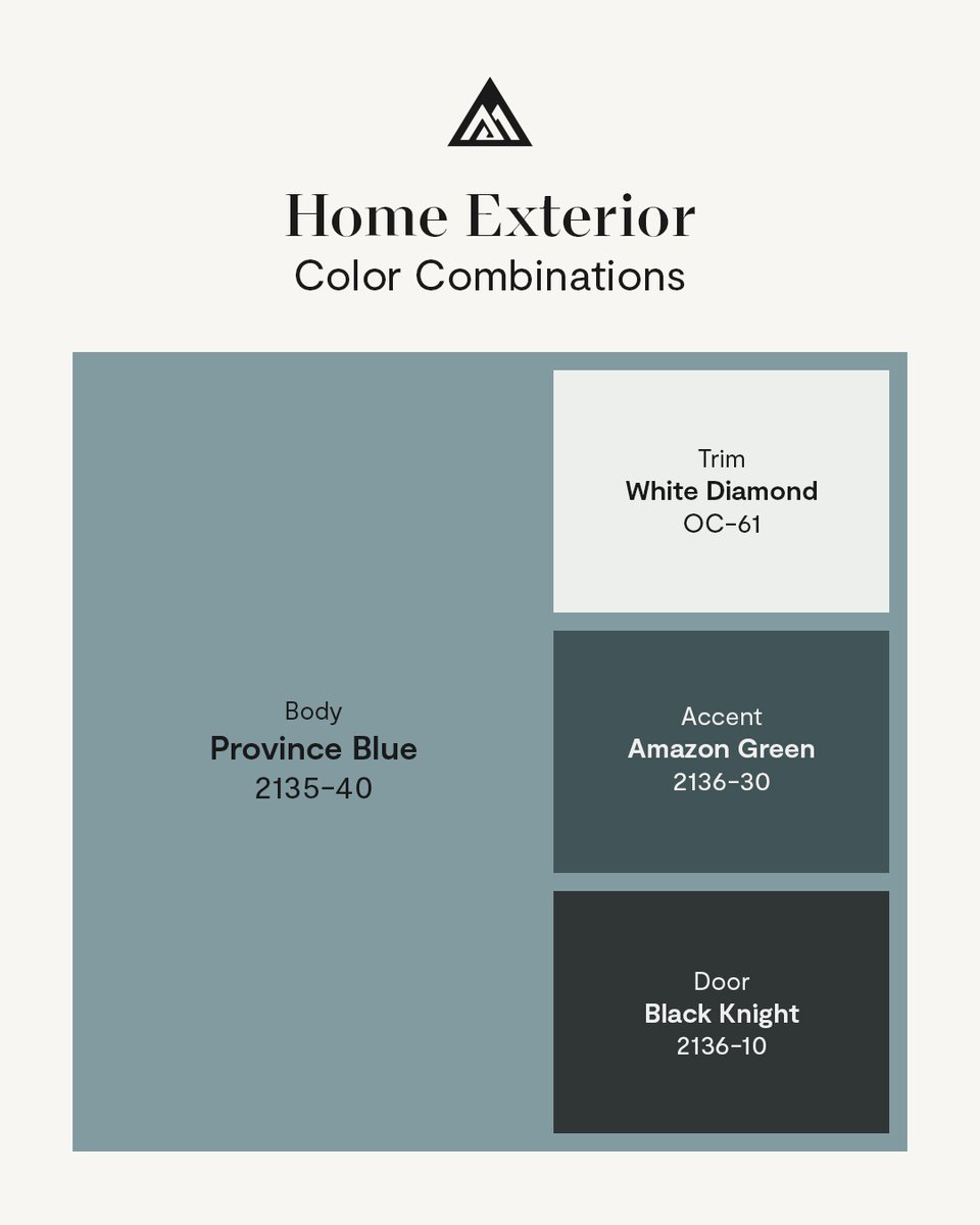 Benjamin_Moore's tweet image. More whole home exterior palettes, you say? Your wish is our command 🪄 See our mini palettes based on three popular hues, then get started on your next project with a color sample from our website or your locally owned store. #BenjaminMoore #Paint #Exterior