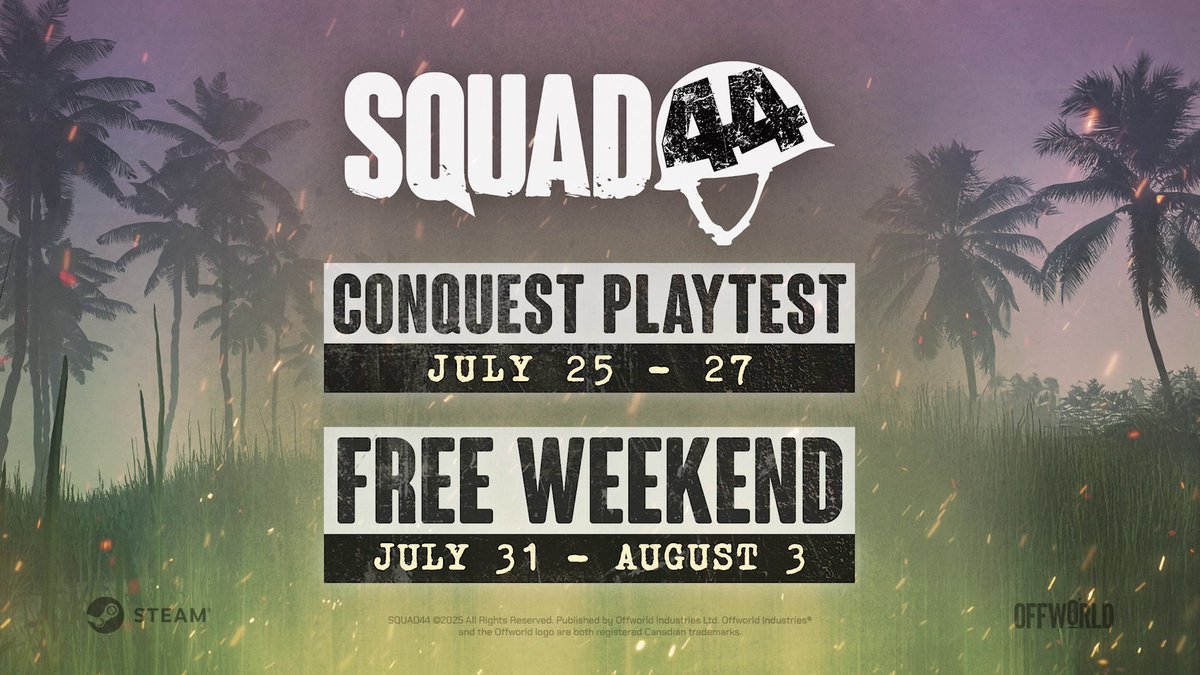 Join_Squad44's tweet image. 💥 BIG NEWS! 💥
FREE WEEKEND: JUL 31 – AUG 3
🗣️ Rally your unit. Let’s fill those servers!
▶️ bit.ly/3VallJy
Featuring a brand new game mode:
🔥 CONQUEST, a 64-player territory control mode in early development.
Want a head start?
🎮 #Playtest Conquest early from…