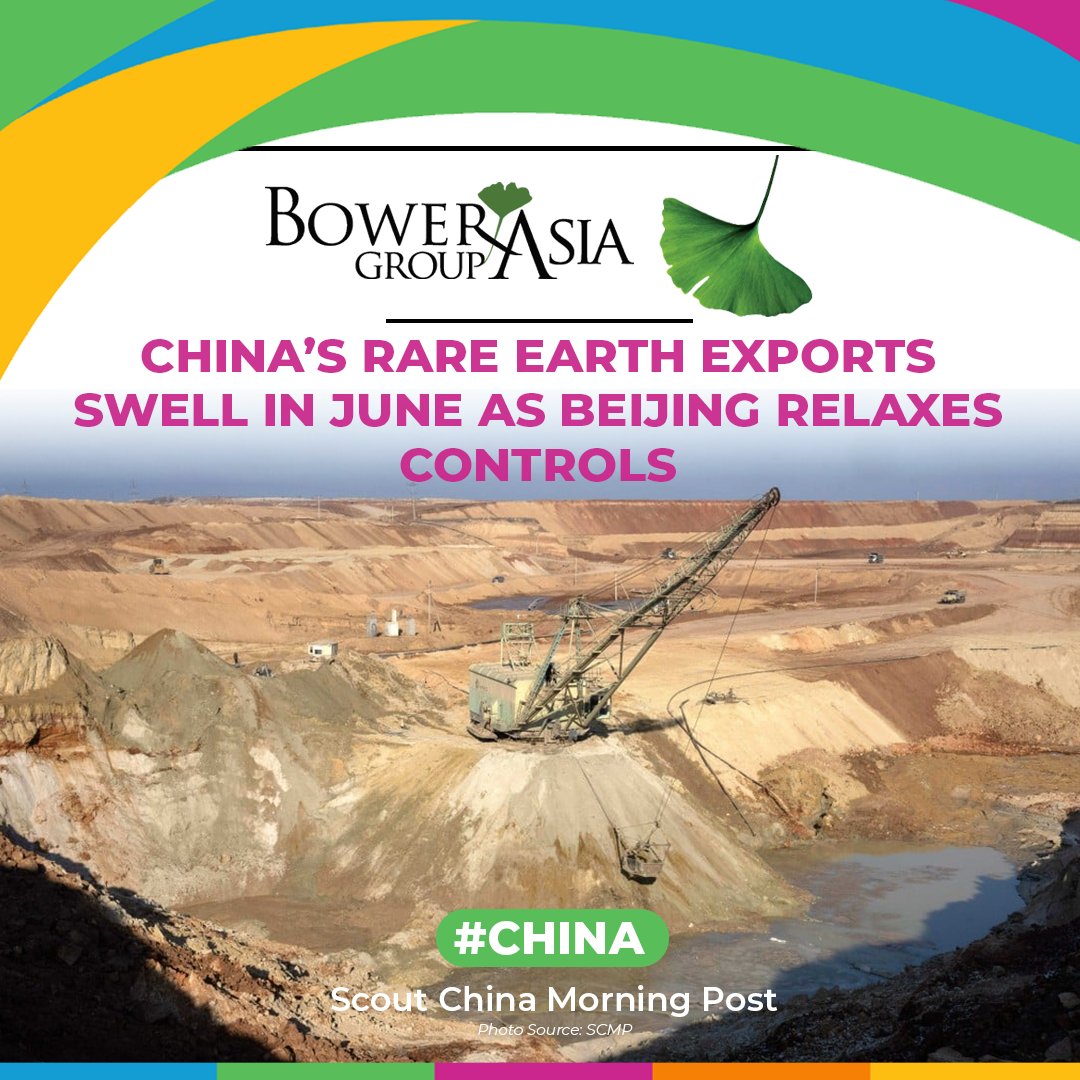 BowerGroupAsia's tweet image. China exported 7,742 tons of rare earths in June, up 60 percent year on year. Although volume rose, export value fell 47 percent, likely due to a shift toward lower-value elements.
scmp.com/economy/econom…