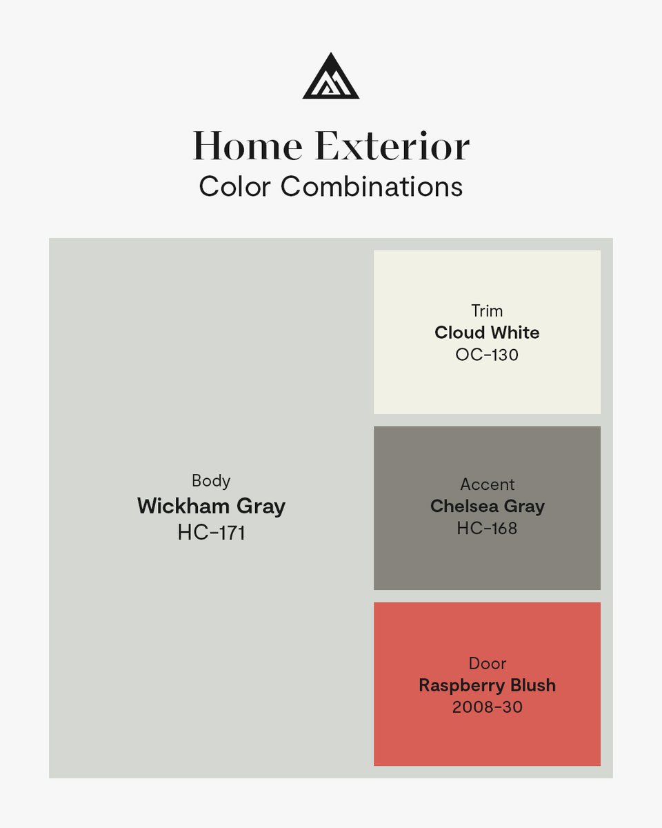 Benjamin_Moore's tweet image. More whole home exterior palettes, you say? Your wish is our command 🪄 See our mini palettes based on three popular hues, then get started on your next project with a color sample from our website or your locally owned store. #BenjaminMoore #Paint #Exterior