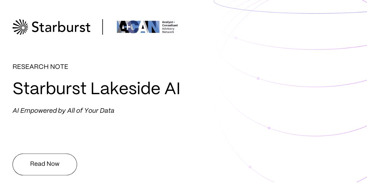 AI shouldn't wait on data migration.

With Starburst Lakeside AI, run GenAI, predictive &amp; agentic AI directly on your distributed data — no centralization required.

📝 Read ACAN’s latest research:  okt.to/hSAtkJ

#AI #GenAI #DataLakehouse #Trino #Starburst #LakesideAI