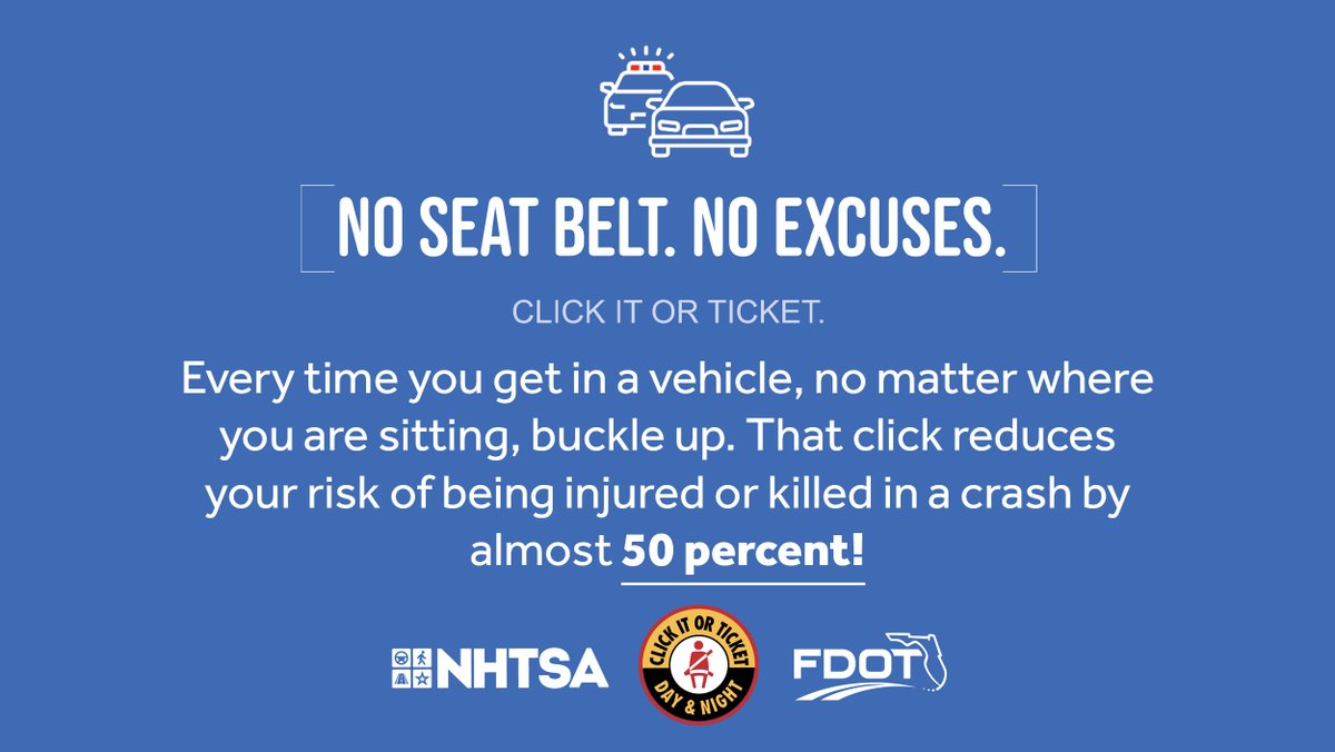MiamiPD's tweet image. No seat belt. No excuses!
No matter where you are sitting in a vehicle, you need to wear your seat belt.
For more info on seat belt safety, go to: fdot.gov/agencyresource…