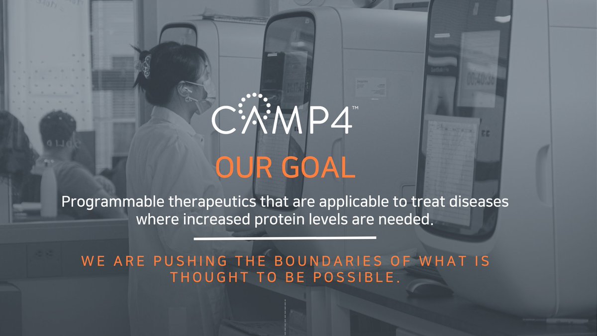 At CAMP4, we’re focused on harnessing the power of #RNA to restore healthy #GeneExpression and amplify protein production. By targeting #regRNAs, we’re pioneering a novel therapeutic approach for diseases with few or no treatment options. Learn more: bit.ly/3G3R8Y3