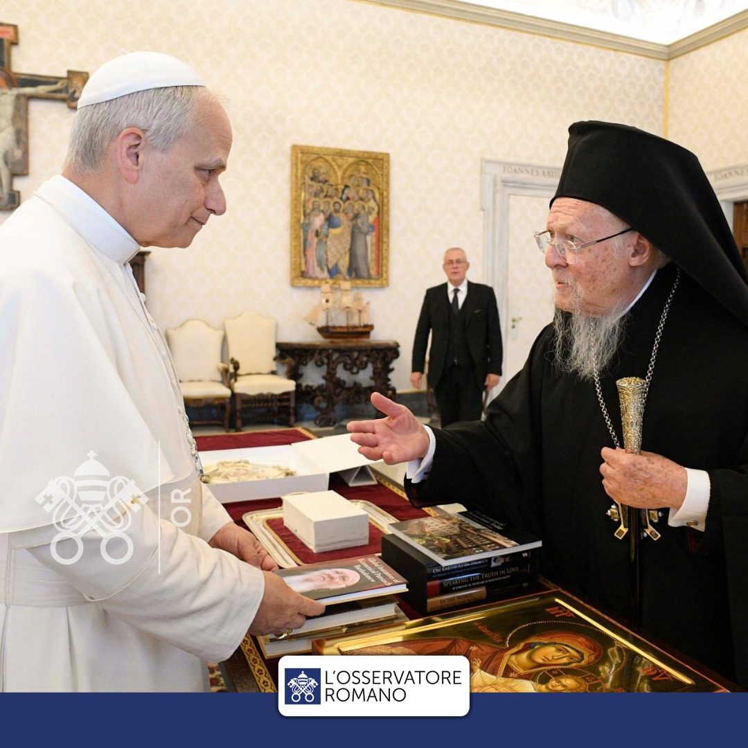 OrderStAndrew's tweet image. Ecumenical Patriarch Bartholomew conveyed his condolences to Pope Leo XIV over the Israeli airstrike that struck Holy Family Roman Catholic Church in Gaza “Please assure His Holiness of our shared call for an immediate ceasefire and an end to this war.” …-ecumenical-patriarchate.visitlink.me/FwQczo