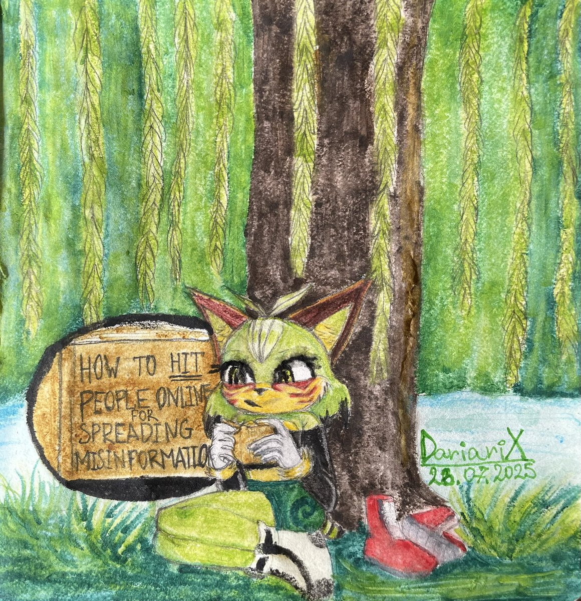 dariarix's tweet image. 🔎 #SonicOC #DooxTheBobcat #SonicTheHedgehog
I ruined the paper in my new sketchbook with watercolor pencils… (Next time I get back to digital art)