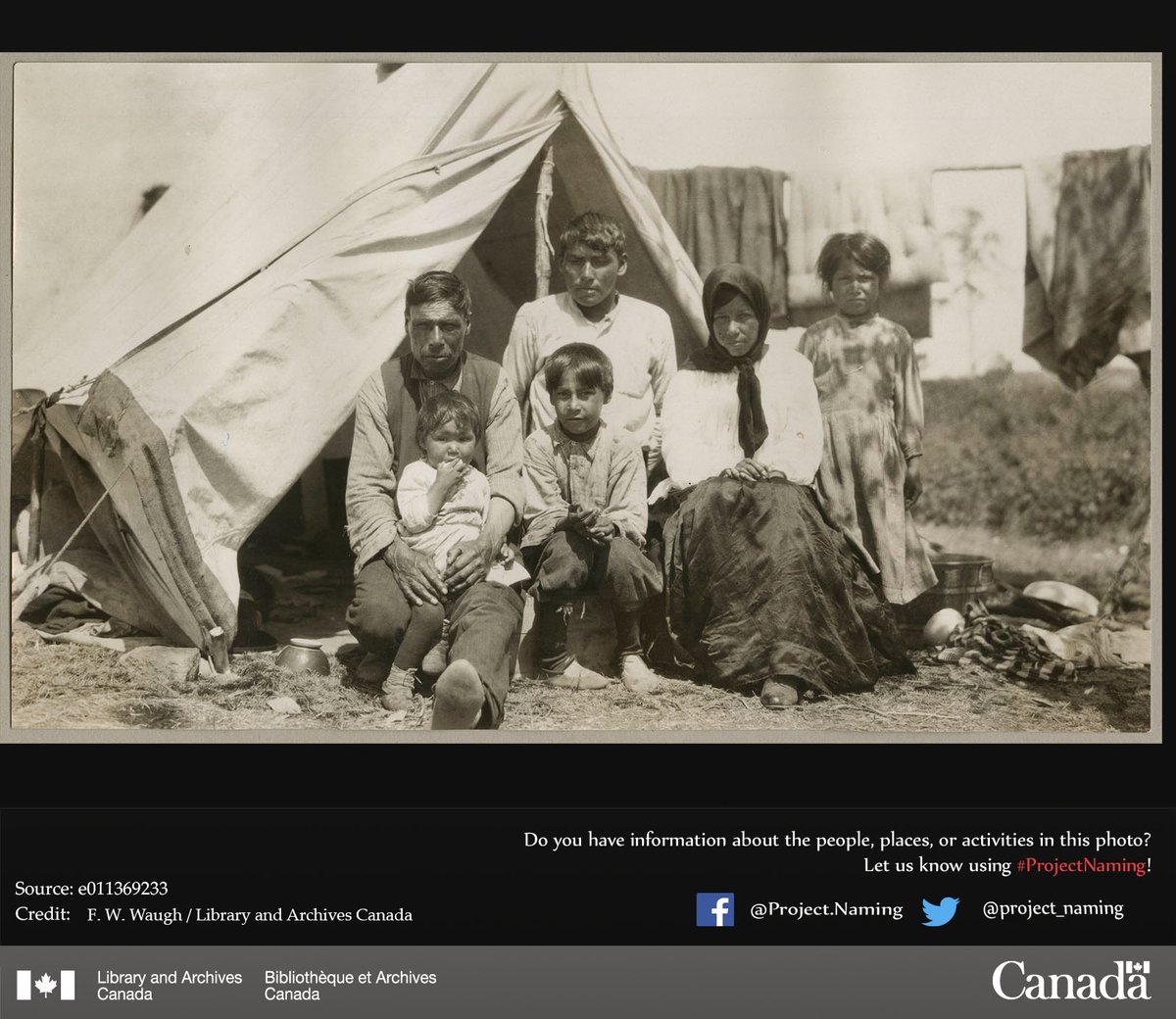 Anishinaabe family sitting outside in front of a tent, Lac Seul, Ontario, 1920. Do you recognize anyone in this photo?
More on Project Naming and how you can help: ow.ly/I7JH50KJ1BJ