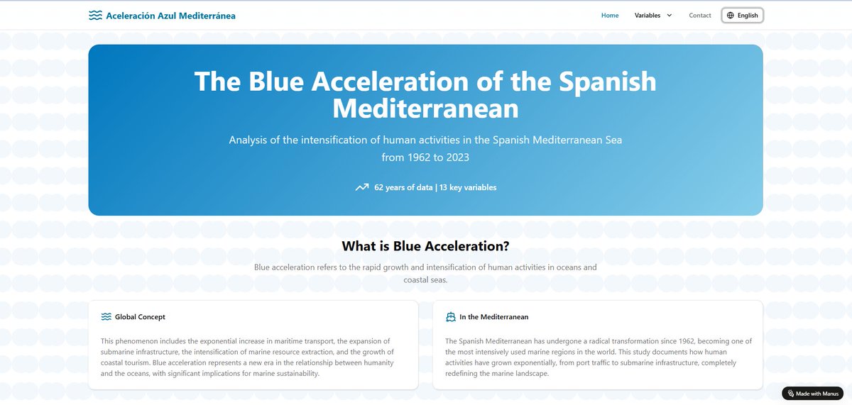 iMARES_group's tweet image. 🌊 The Spanish Mediterranean is changing fast. Discover The Blue Acceleration of the Spanish Mediterranean:
🌐 Interactive platform to explore the past and the recent present of the sea.
➡️lc.cx/hOUPvo
@ICMCSIC