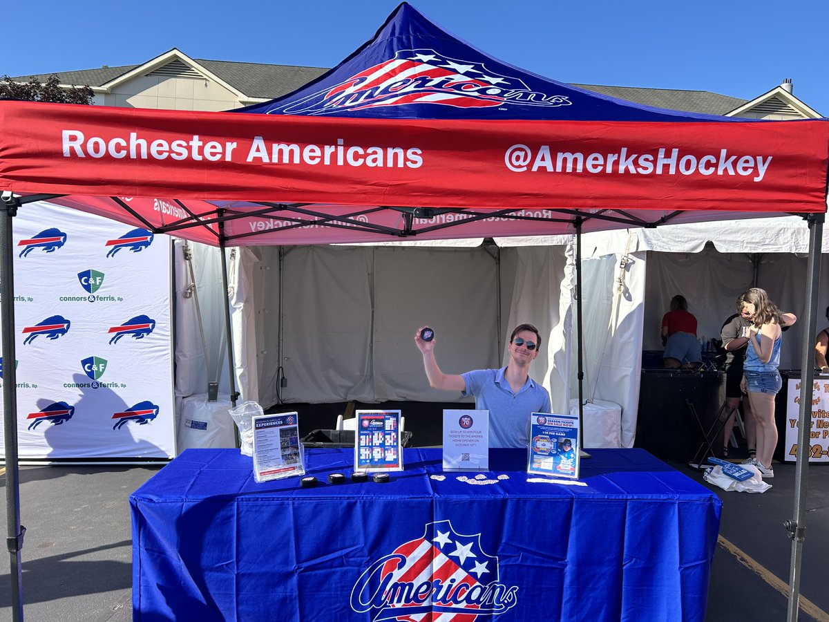 AmerksHockey's tweet image. Headed to @BuffaloBills' Training Camp? Stop by our table and enter to win tickets to our HOME OPENER! 🏈
#GoBills