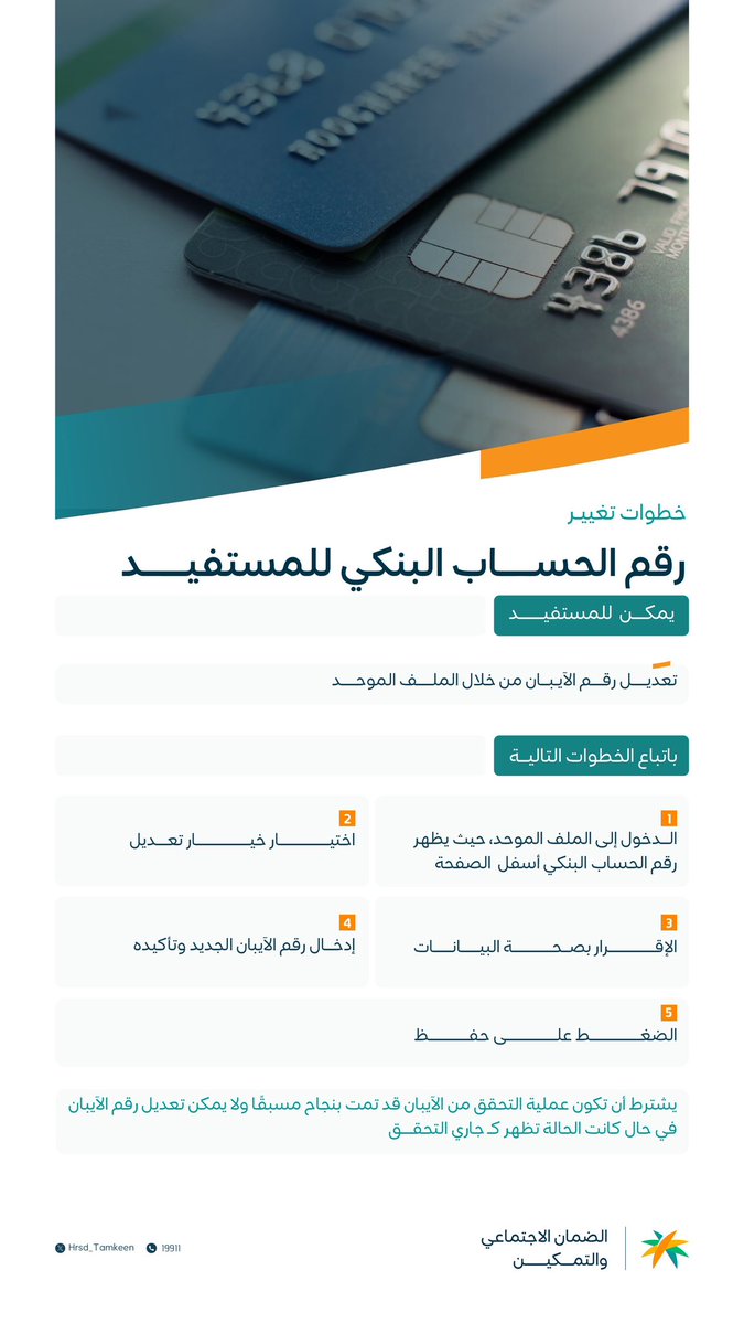 تعرف على خطوات تغيير رقم الحساب البنكي للمستفيد من #الضمان_الاجتماعي