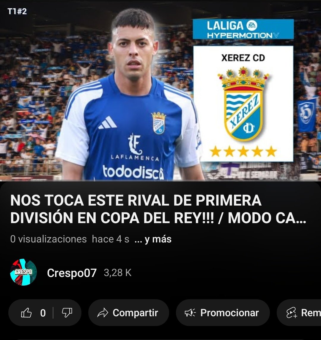 📹 YA DISPONIBLE EL SEGUNDO CAPÍTULO DEL MODO CARRERA CON EL XEREZ CD EN YT, espero vuestro apoyo 😉💙

youtu.be/zff4TtuOsAQ?si…