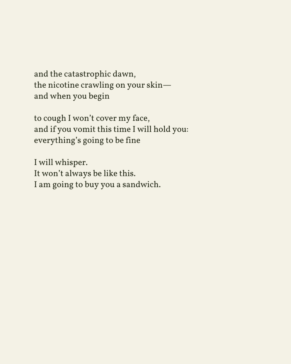 readalittlepoem's tweet image. “I am the rain // and the others all / around you, and the loneliness you love, / and the universe that loves you specifically, maybe”
— Franz Wright
.
.
.
This poem appeared in Ill Lit: Selected and New Poems by Franz Wright, published by Oberlin College Press, 1998.