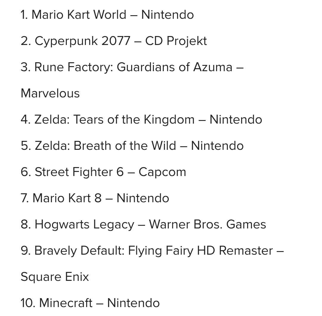 ArosFTW's tweet image. 🔴SE CAEN LAS NARRATIVAS 🔴
Periodistas como Chris Dring dijeron que las third no habían vendido en Switch 2, siguen saliendo cifras OFICIALES y confirman que no es así. En físico en USA 6/10 juegos son thirds y en digital en los principales mercados también ocupan puestos top.