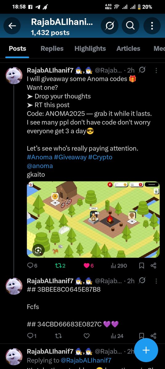 RajabALIhanif7's tweet image. Anoma code giveaway 💌
Seriously just one repost? May be it&apos;s wrong way to giveaway code I will dm winner insha ALLAH next time when I get. Don&apos;t forget to engage with my this post retweet I am watching 👀
@anoma #anoma #codegiveaway #KaitoAI