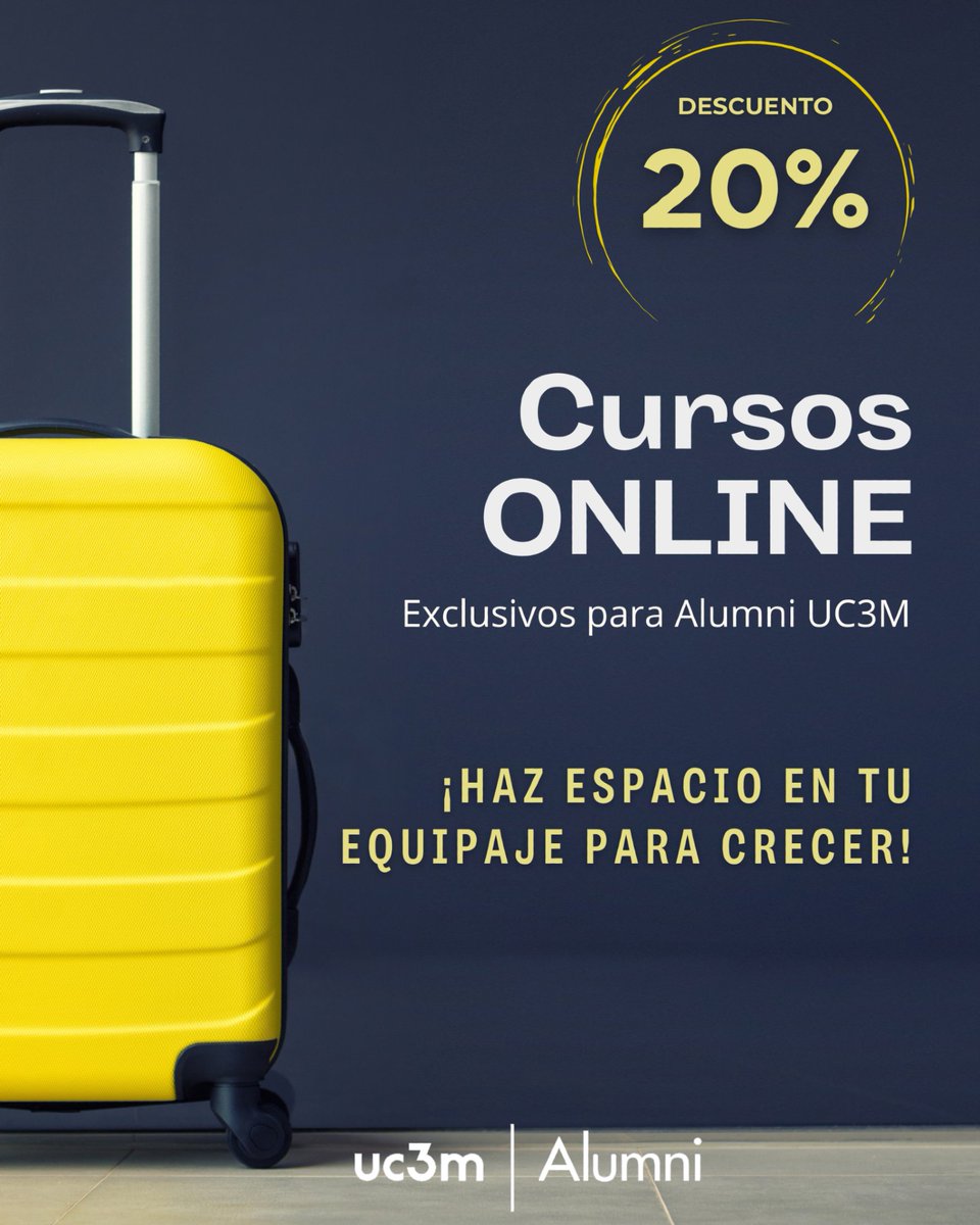 alumniUC3M's tweet image. ✈️ Este verano, lleva contigo tu crecimiento profesional.
Fórmate con cursos online accesibles y con impacto:
✔️ Sin horarios
✔️ Certificado de superación
✔️ 20% Dto. #AlumniUC3M
¡Aprende, recíclate y avanza! Descubre la oferta completa aquí: cursosoye.fund.uc3m.es/pages/categori…
