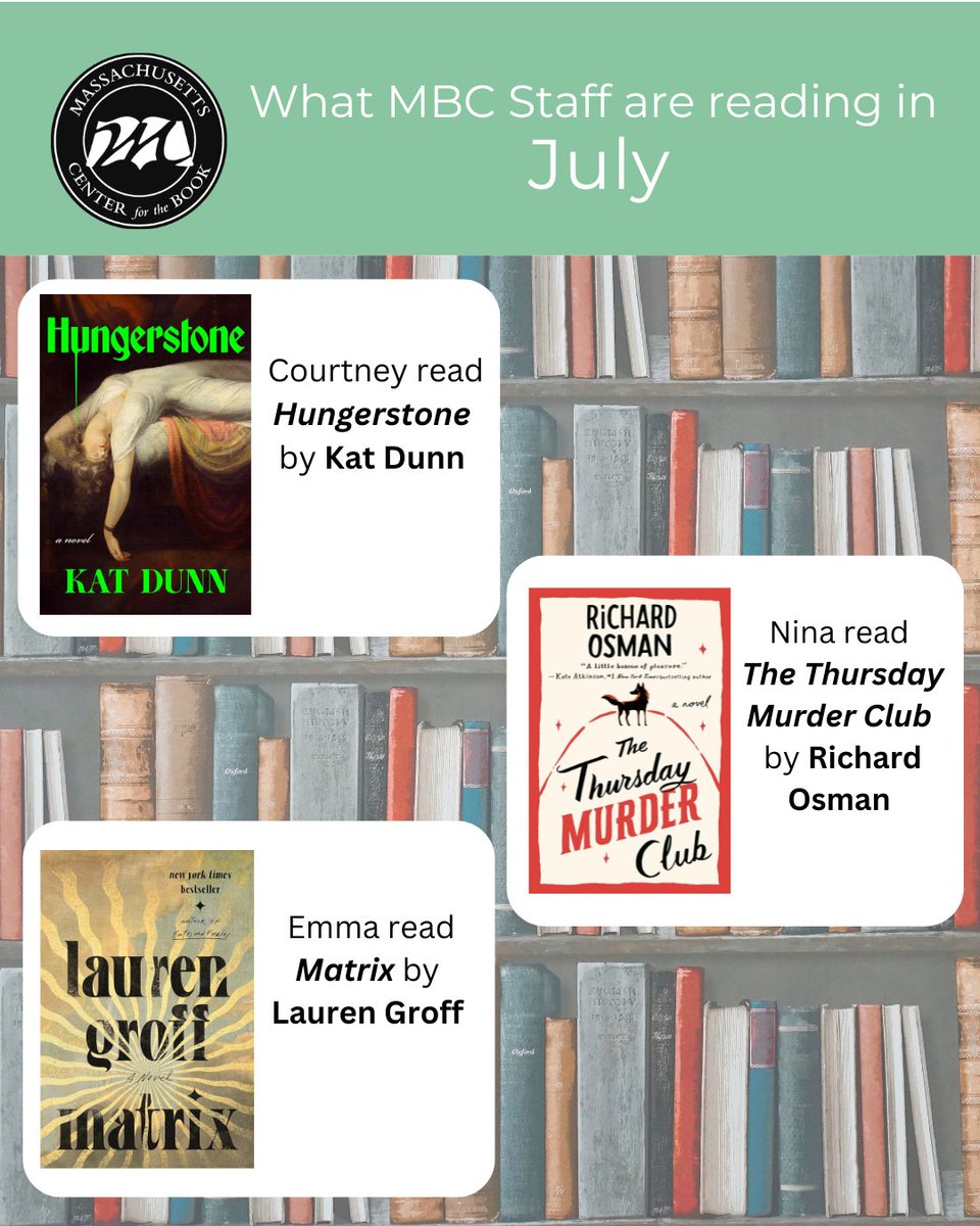 MassBook's tweet image. July has been a busy month, but MCB staff have some recent reads to share. Are any of these on your TBR list? Swipe to see what each was about. Happy Reading!