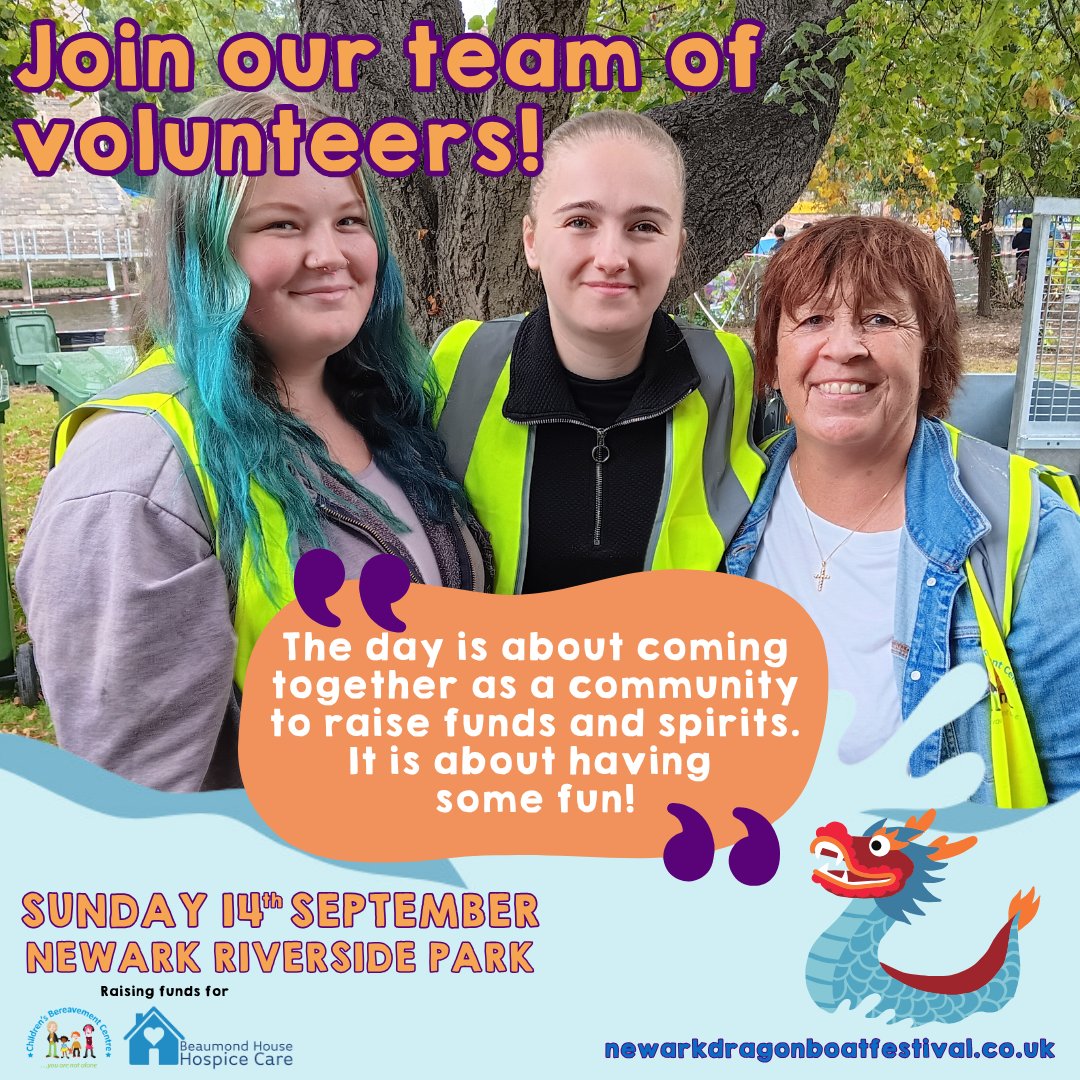Beaumond House Hospice Care (@beaumondhouse) on Twitter photo Want to be part of something amazing? 🎉
Support Beaumond House & the <a href="/CBereavementC/">Children's Bereavement Centre</a> at the 2025 #NewarkDragonBoatFestival by joining our amazing team of volunteers🚣♀️
Various shifts available! Sign up here 👉newarkdragonboatfestival.co.uk/volunteer Want to be part of something amazing? 🎉
Support Beaumond House & the <a href="/CBereavementC/">Children's Bereavement Centre</a> at the 2025 #NewarkDragonBoatFestival by joining our amazing team of volunteers🚣♀️
Various shifts available! Sign up here 👉newarkdragonboatfestival.co.uk/volunteer