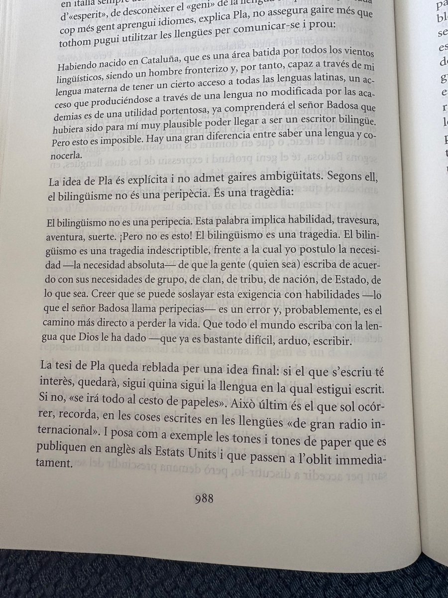 Josep Pla sobre el bilingüisme: