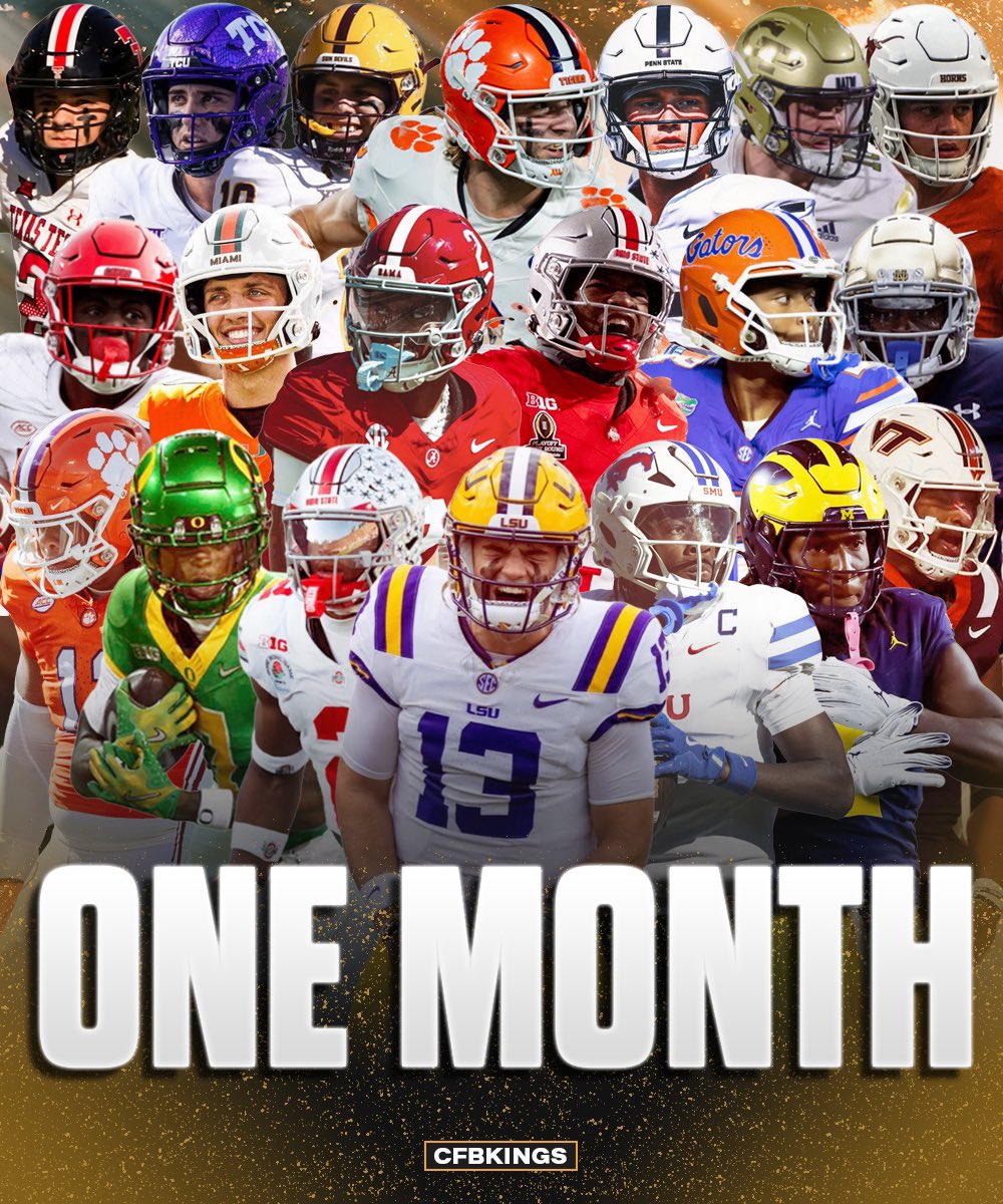 CFBKings's tweet image. One month from today, the greatest sport in the world will officially be back ⏳