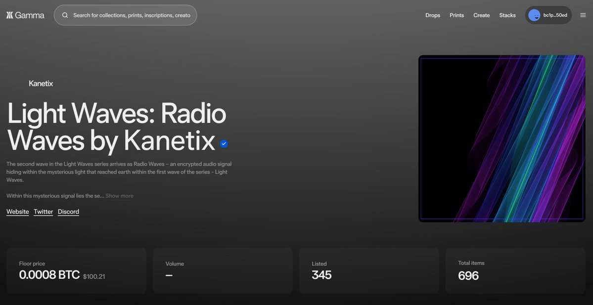 Kanetix22's tweet image. I made the decision and listed all remaining Radio Waves at mint price (0.000845 btc) on @trygamma so that people can find the Radio Wave that they vibe with the most.
I'm not exactly sure how long I am going to leave these active at this point. I'm just going to see how it goes…