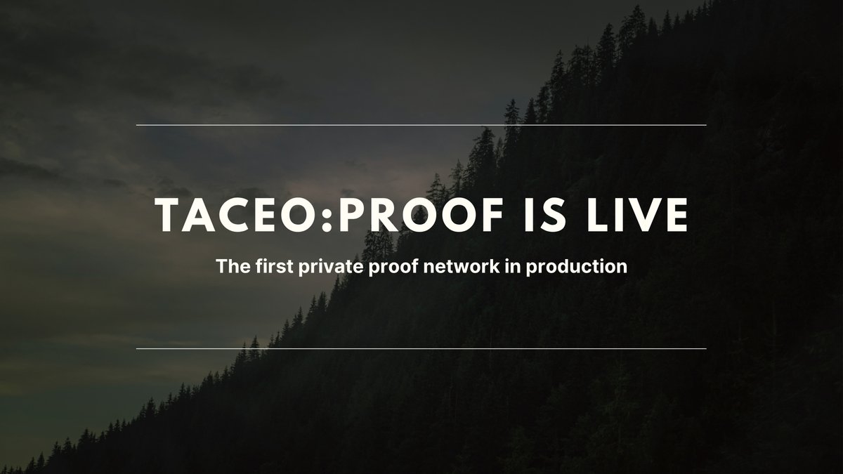 TACEO:Proof is now live in production.

After a successful beta with over 1 million proofs generated, the first production-ready private proof network is here.

Built for speed. Designed for privacy. Powered by MPC.

Here’s what’s new 👇