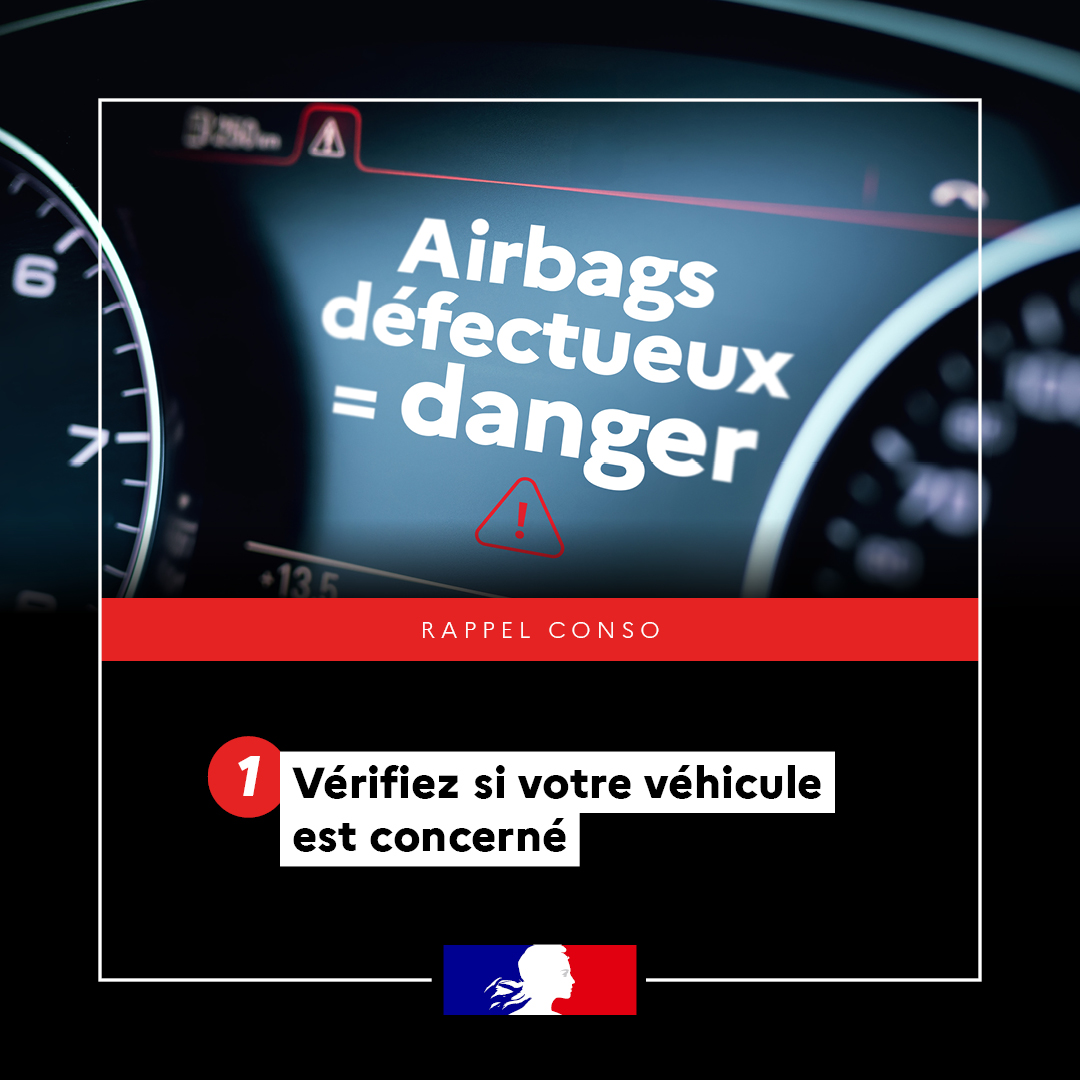 Prefet68's tweet image. 🚨 Airbags Takata = danger mortel
2,5M de véhicules rappelés en 🇫🇷, dont 1,7M interdits de circulation.
➡️ Vérifiez votre VIN sur service-public.fr ou chez votre constructeur.
❌ Ne conduisez plus si concerné : remplacement 100 % gratuit.
👉 ecologie.gouv.fr/rappel-airbag-……